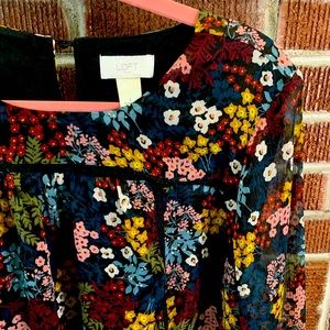 LOFT - Fall Floral Long Sleeve Dress - L